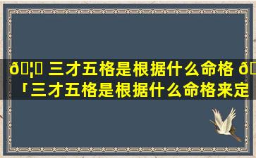 🦟 三才五格是根据什么命格 🦍 「三才五格是根据什么命格来定的」
